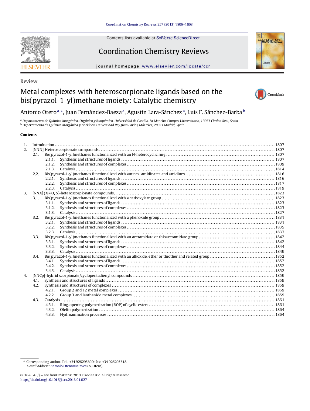 Metal complexes with heteroscorpionate ligands based on the bis(pyrazol-1-yl)methane moiety: Catalytic chemistry