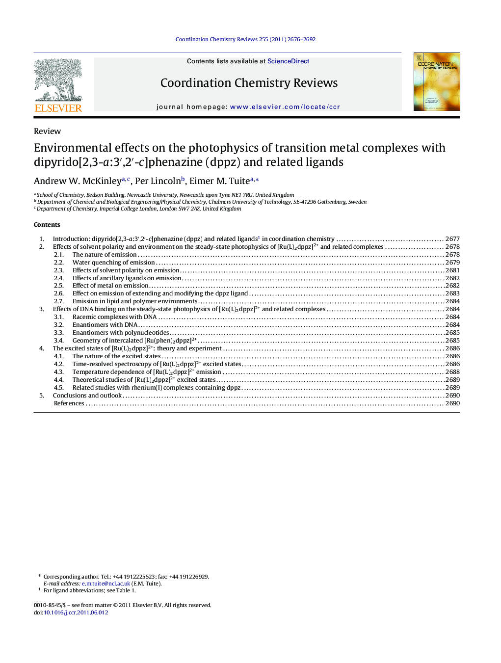 Environmental effects on the photophysics of transition metal complexes with dipyrido[2,3-a:3′,2′-c]phenazine (dppz) and related ligands