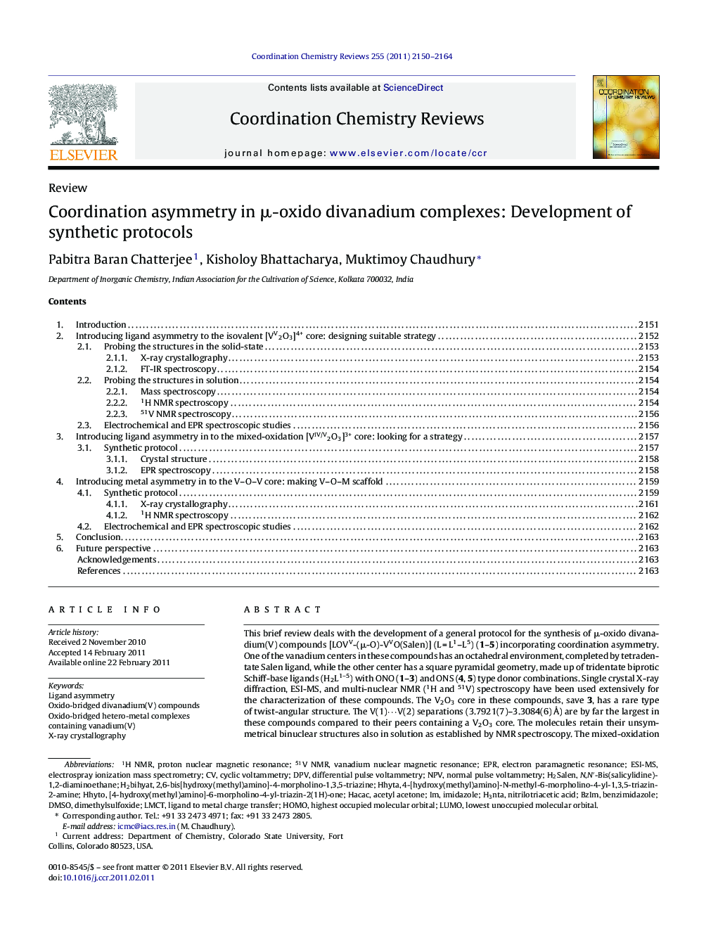 Coordination asymmetry in μ-oxido divanadium complexes: Development of synthetic protocols