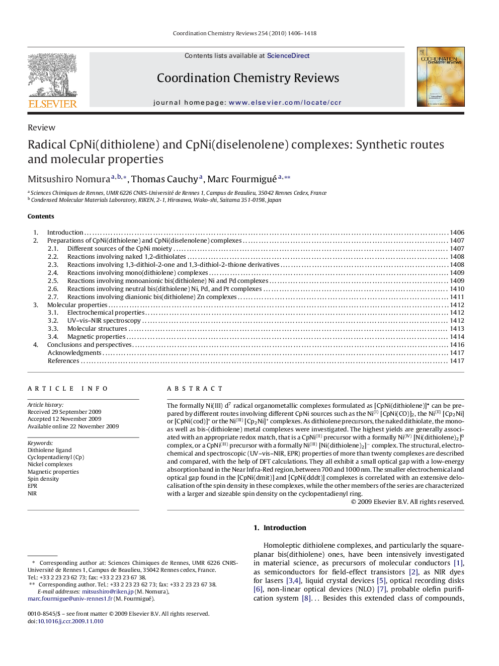 Radical CpNi(dithiolene) and CpNi(diselenolene) complexes: Synthetic routes and molecular properties