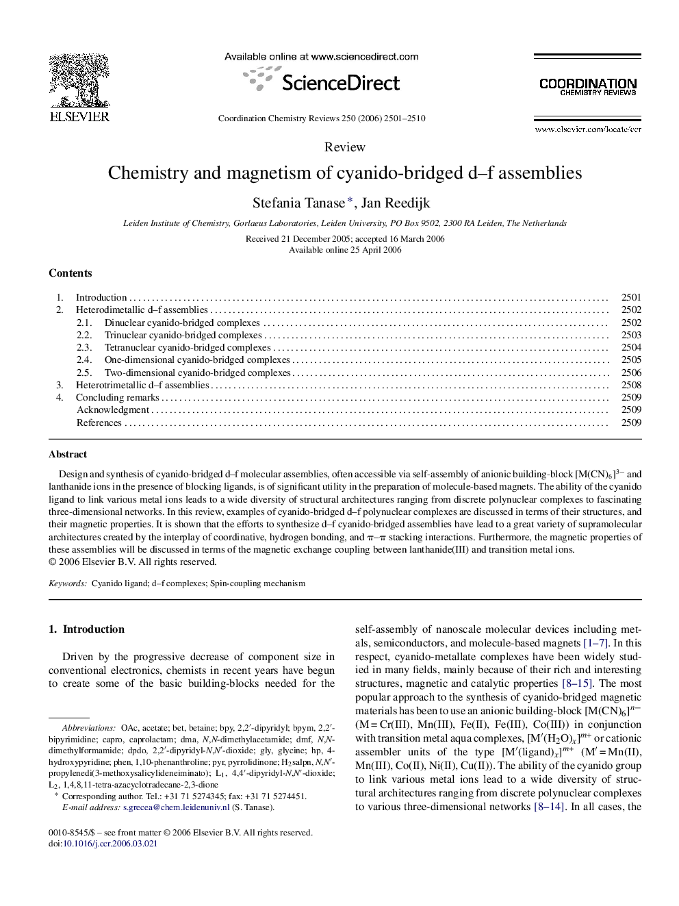 Chemistry and magnetism of cyanido-bridged d–f assemblies