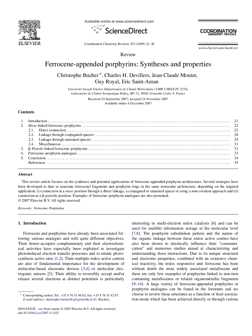 Ferrocene-appended porphyrins: Syntheses and properties