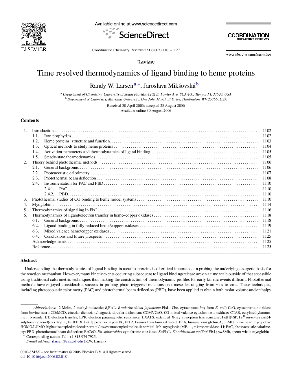 Time resolved thermodynamics of ligand binding to heme proteins