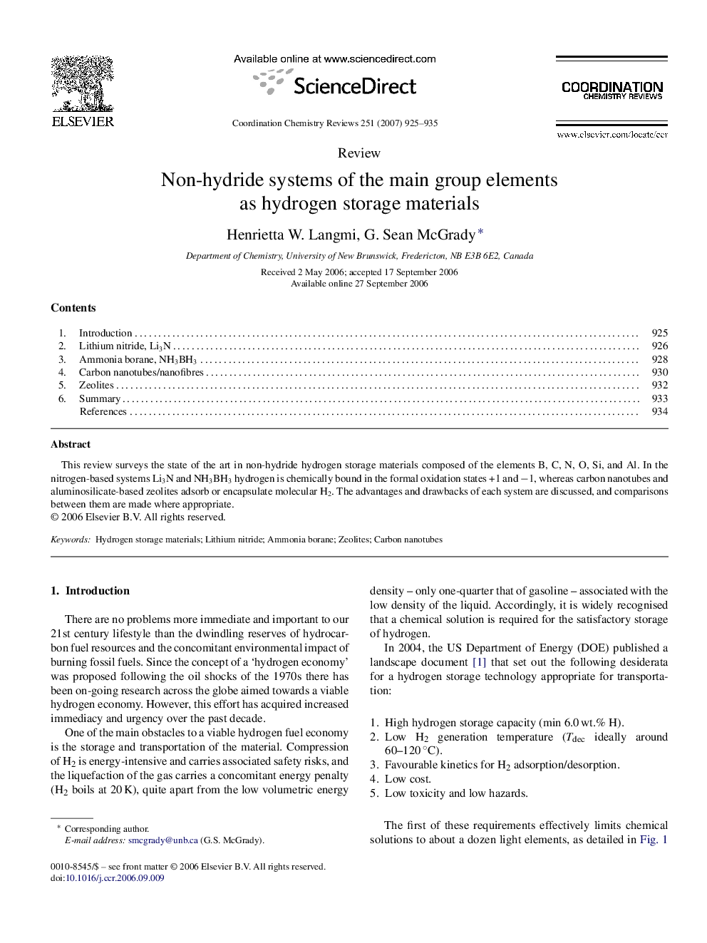 Non-hydride systems of the main group elements as hydrogen storage materials