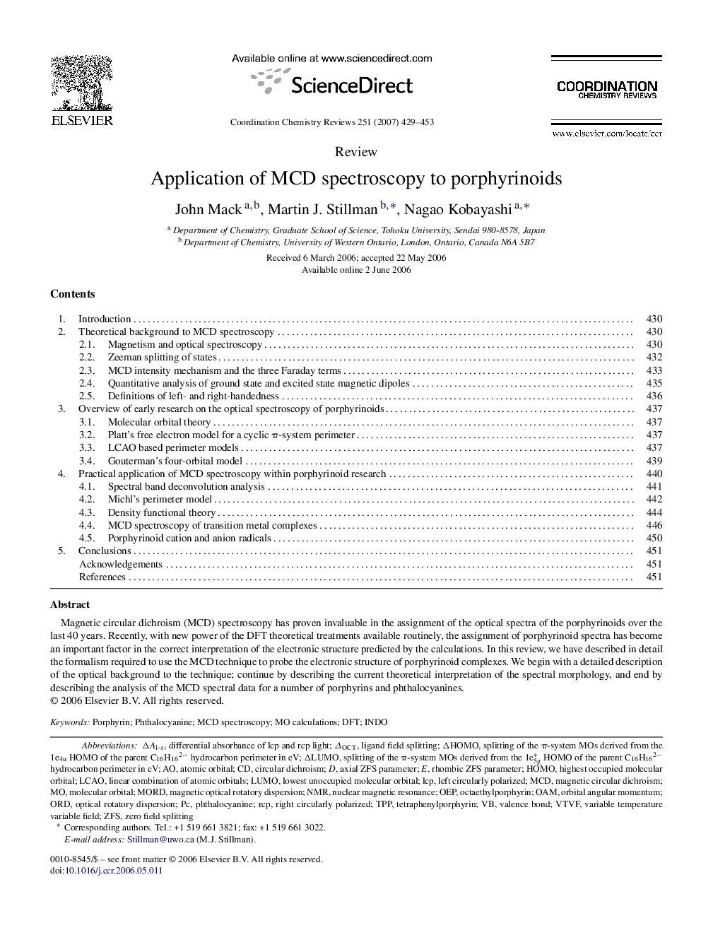 Application of MCD spectroscopy to porphyrinoids