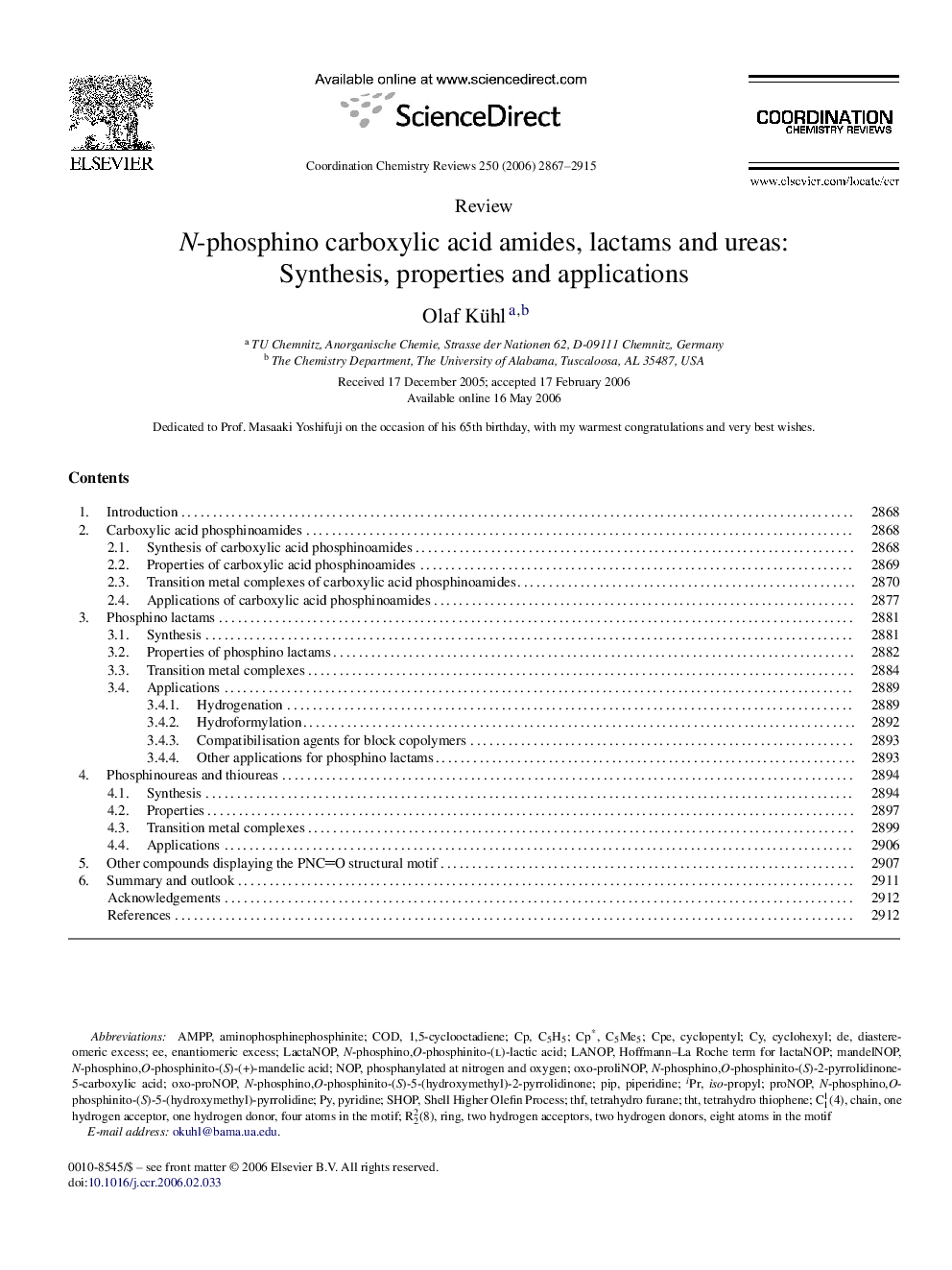 N-phosphino carboxylic acid amides, lactams and ureas: Synthesis, properties and applications