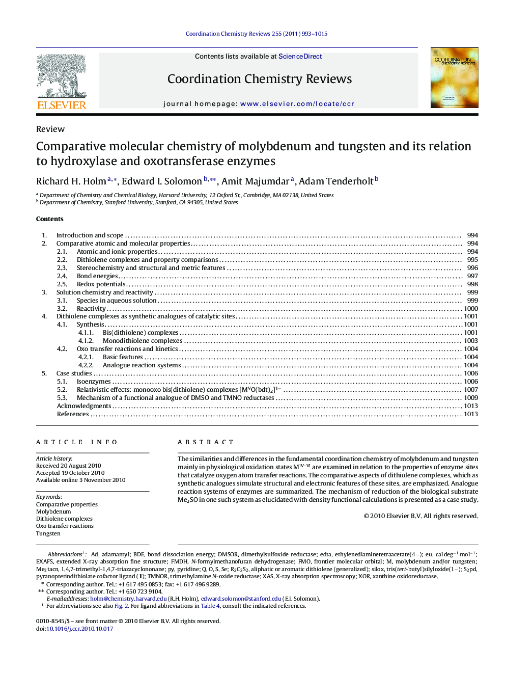 Comparative molecular chemistry of molybdenum and tungsten and its relation to hydroxylase and oxotransferase enzymes