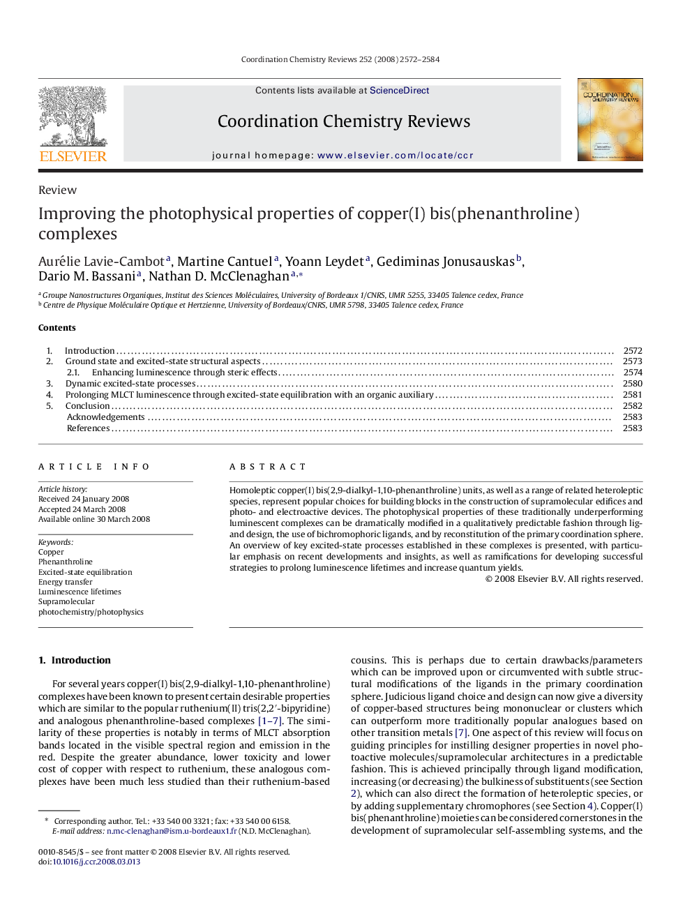 Improving the photophysical properties of copper(I) bis(phenanthroline) complexes