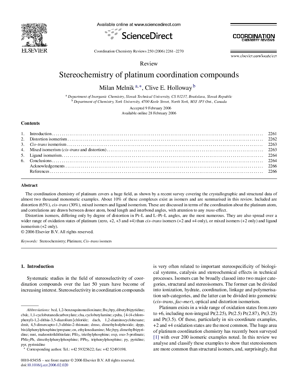Stereochemistry of platinum coordination compounds