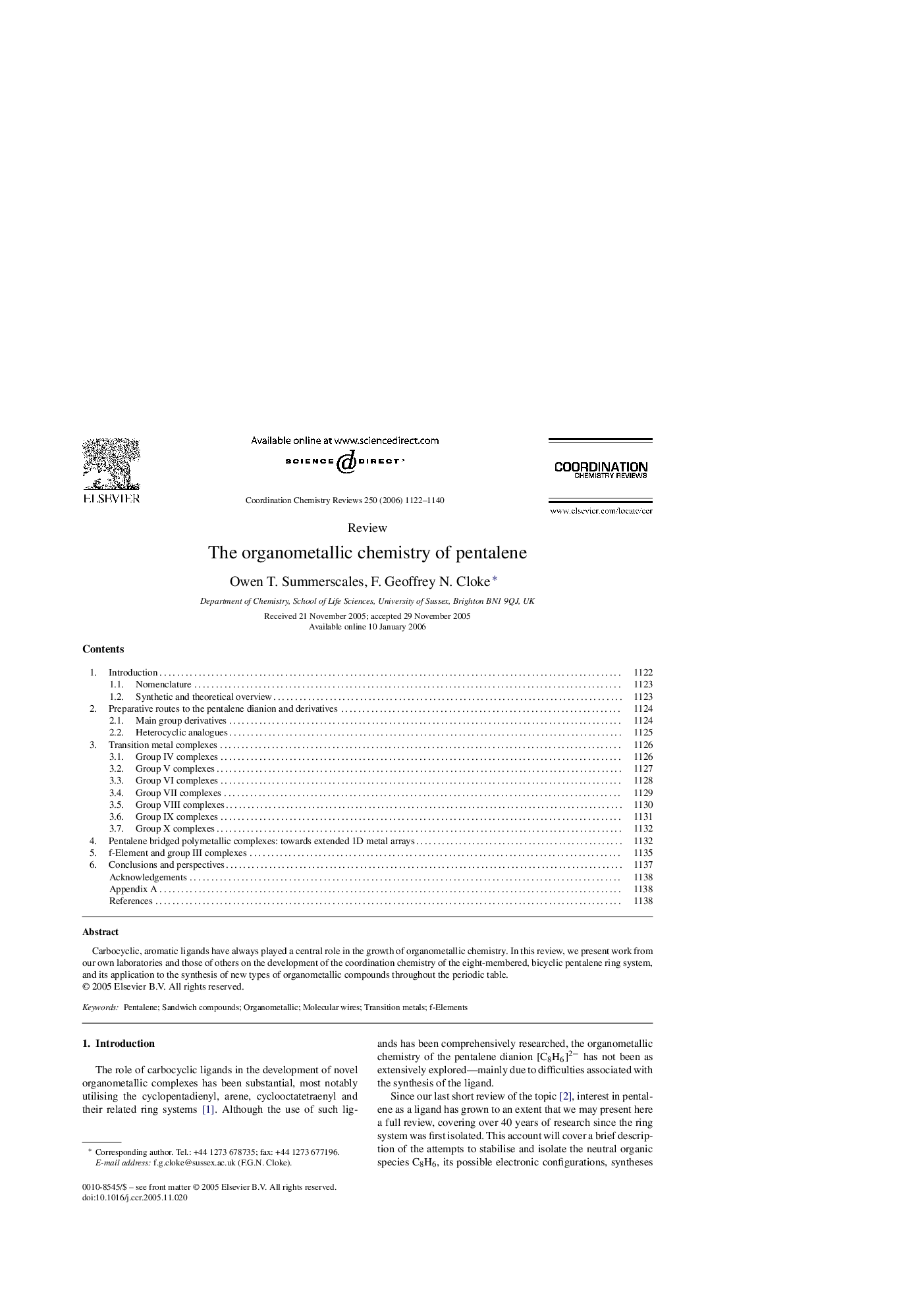 The organometallic chemistry of pentalene