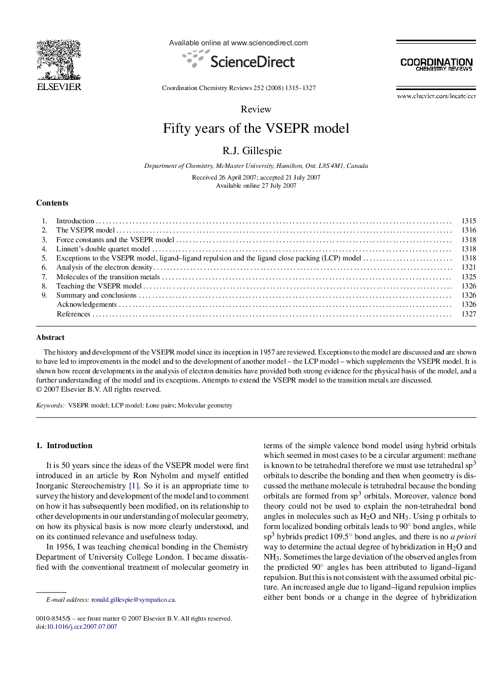 Fifty years of the VSEPR model