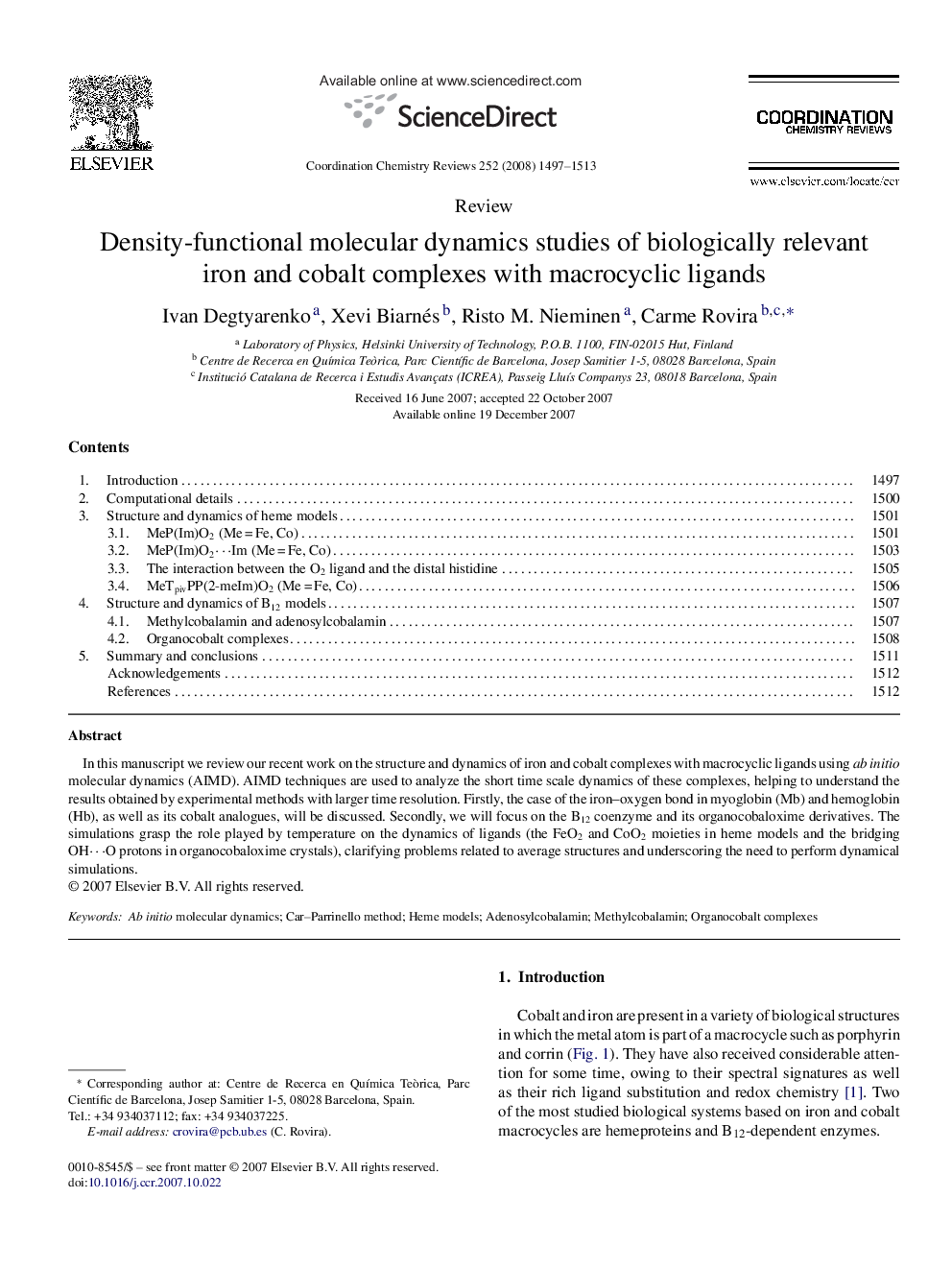 Density-functional molecular dynamics studies of biologically relevant iron and cobalt complexes with macrocyclic ligands