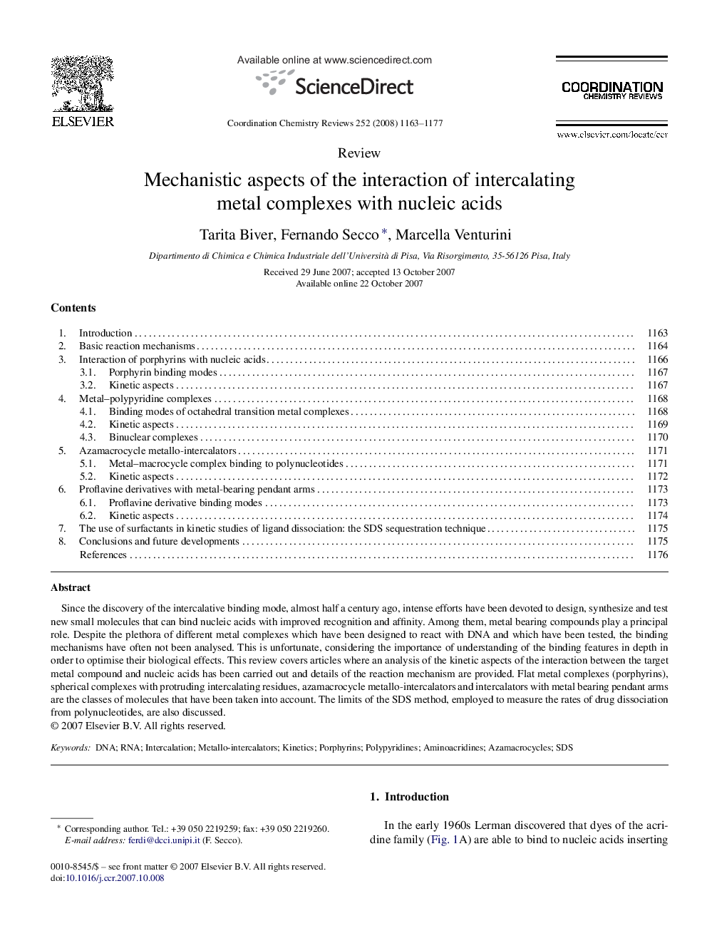 Mechanistic aspects of the interaction of intercalating metal complexes with nucleic acids