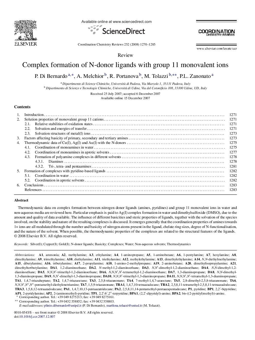 Complex formation of N-donor ligands with group 11 monovalent ions