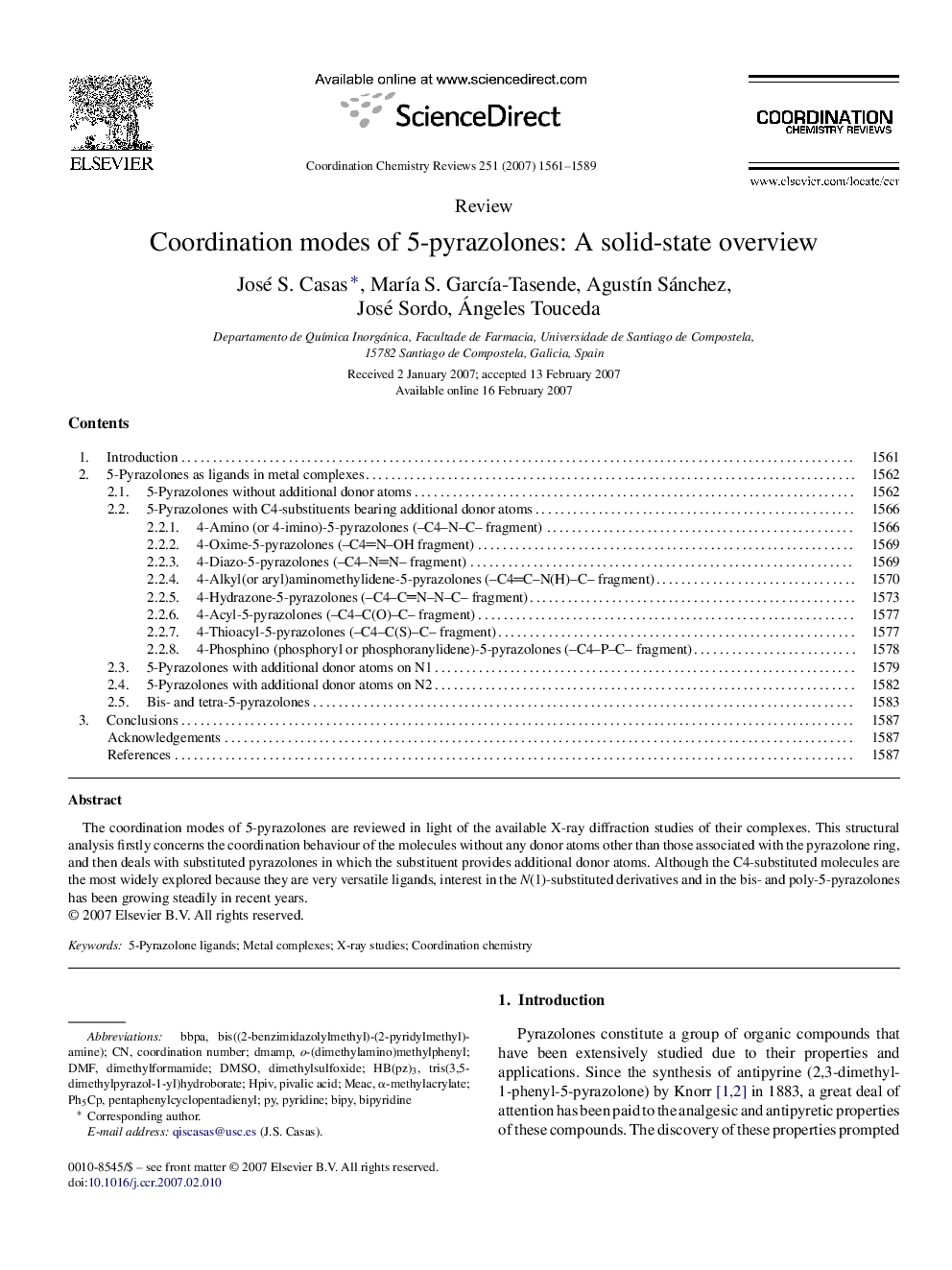 Coordination modes of 5-pyrazolones: A solid-state overview