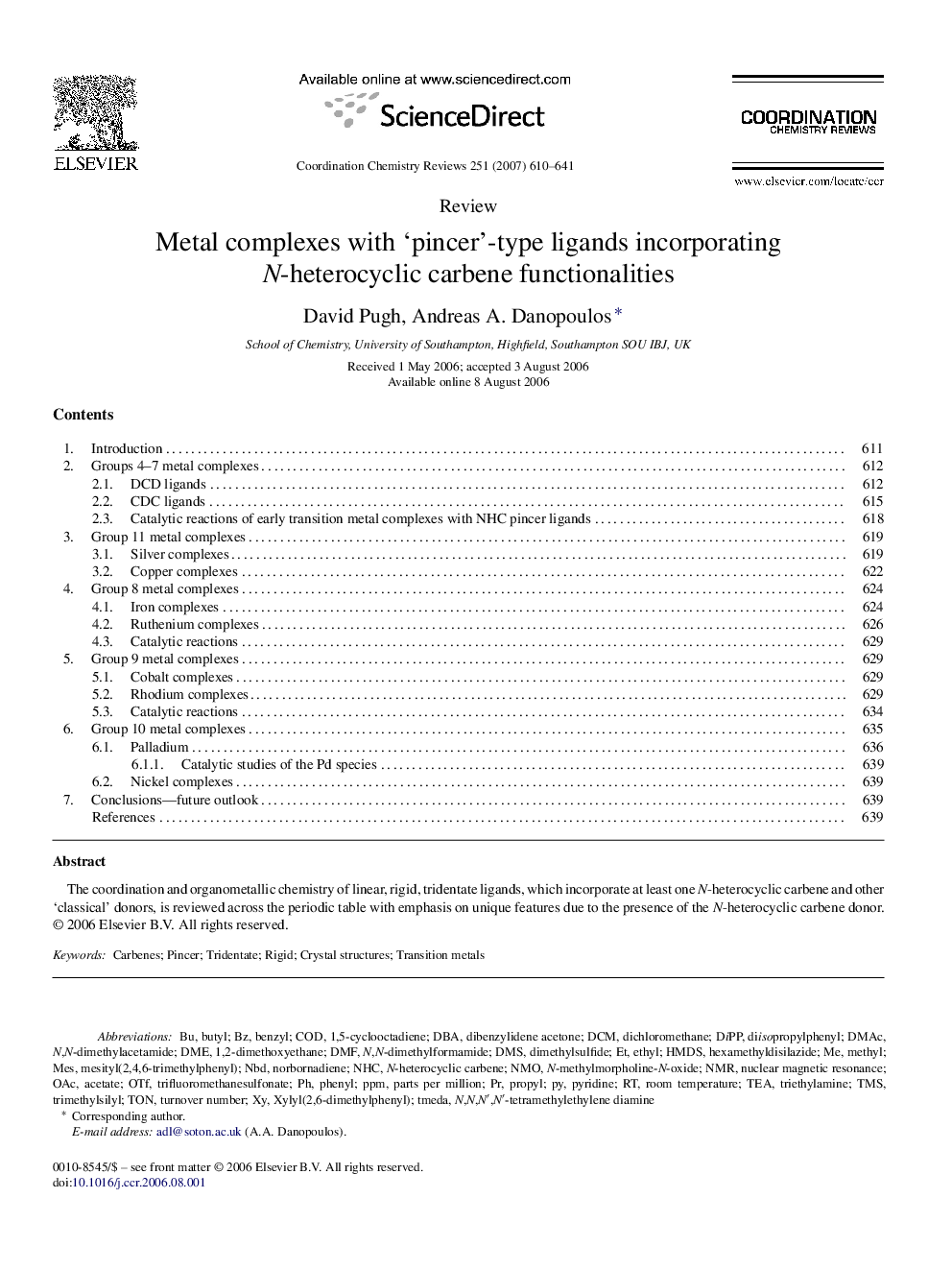 Metal complexes with ‘pincer’-type ligands incorporating N-heterocyclic carbene functionalities