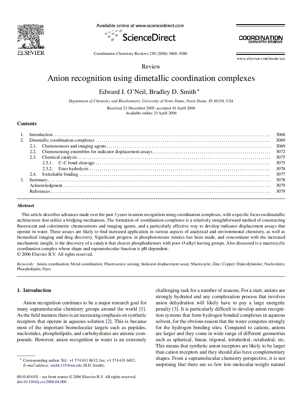 Anion recognition using dimetallic coordination complexes