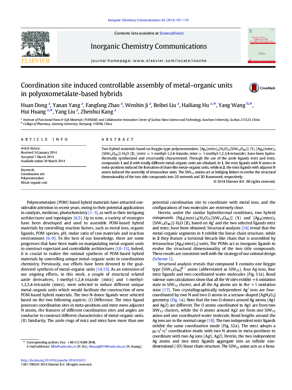 Coordination site induced controllable assembly of metal–organic units in polyoxometalate-based hybrids