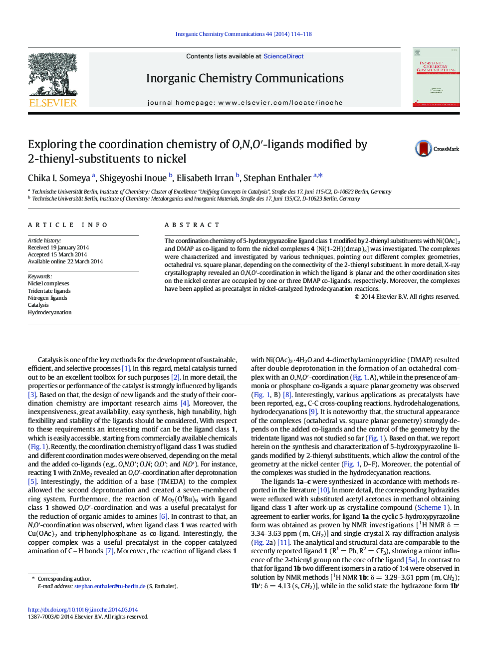 Exploring the coordination chemistry of O,N,O′-ligands modified by 2-thienyl-substituents to nickel