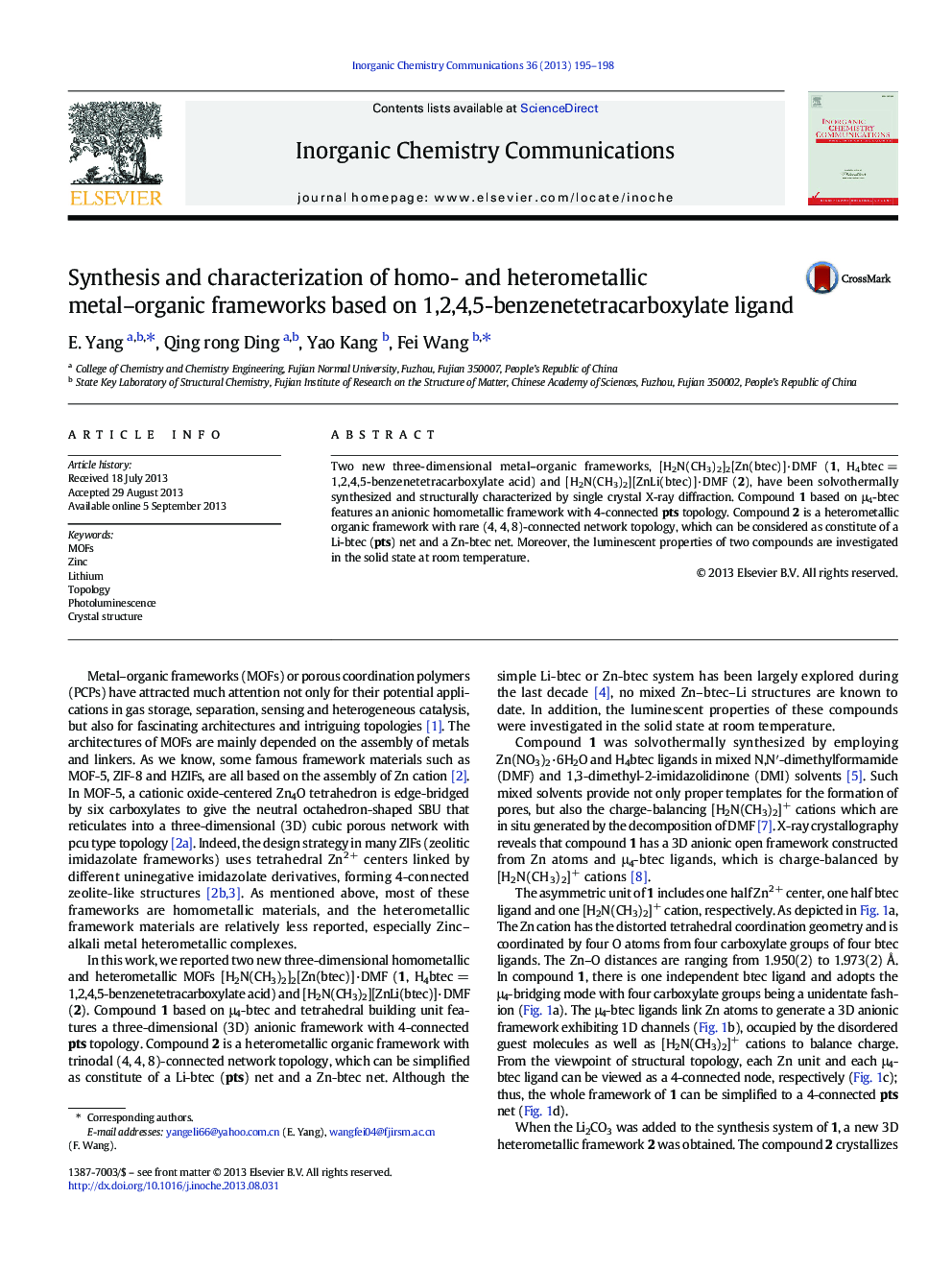 Synthesis and characterization of homo- and heterometallic metal–organic frameworks based on 1,2,4,5-benzenetetracarboxylate ligand