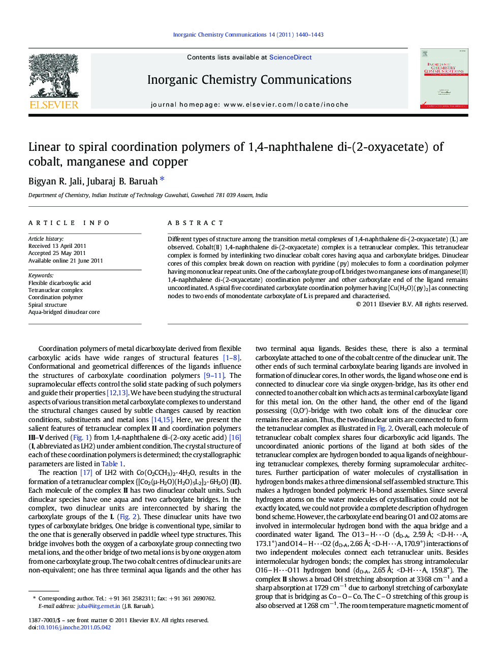 Linear to spiral coordination polymers of 1,4-naphthalene di-(2-oxyacetate) of cobalt, manganese and copper