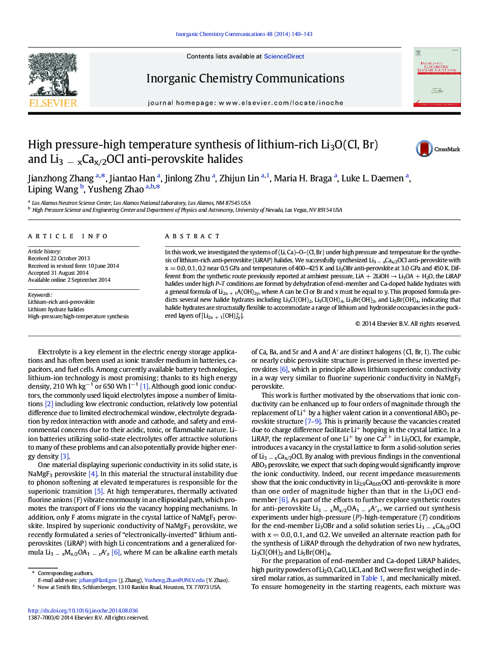 High pressure-high temperature synthesis of lithium-rich Li3O(Cl, Br) and Li3 − xCax/2OCl anti-perovskite halides