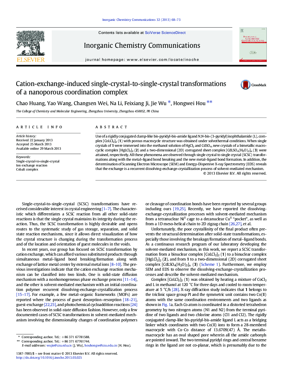 Cation-exchange-induced single-crystal-to-single-crystal transformations of a nanoporous coordination complex