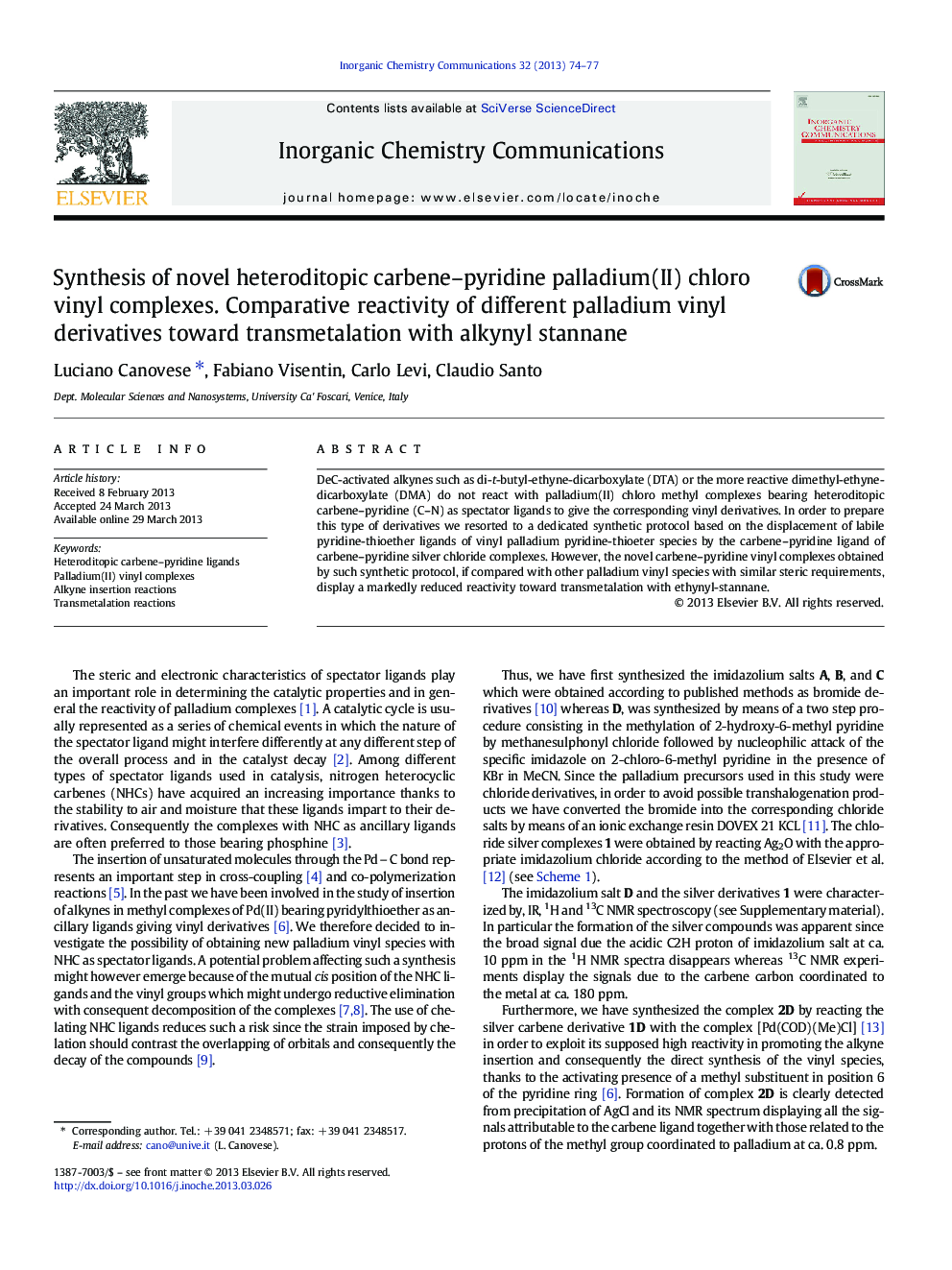 Synthesis of novel heteroditopic carbene–pyridine palladium(II) chloro vinyl complexes. Comparative reactivity of different palladium vinyl derivatives toward transmetalation with alkynyl stannane