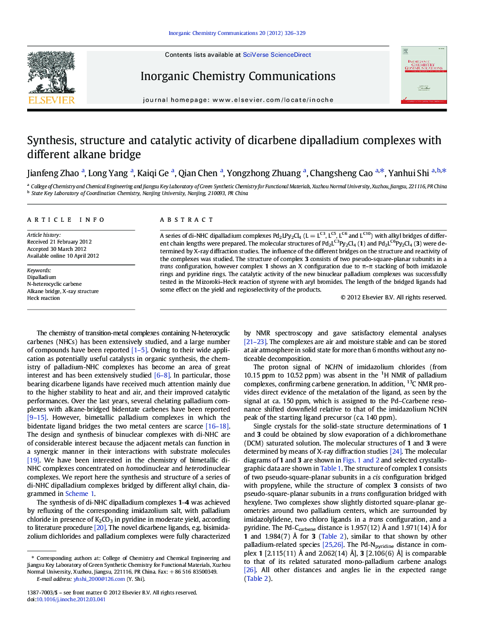 Synthesis, structure and catalytic activity of dicarbene dipalladium complexes with different alkane bridge