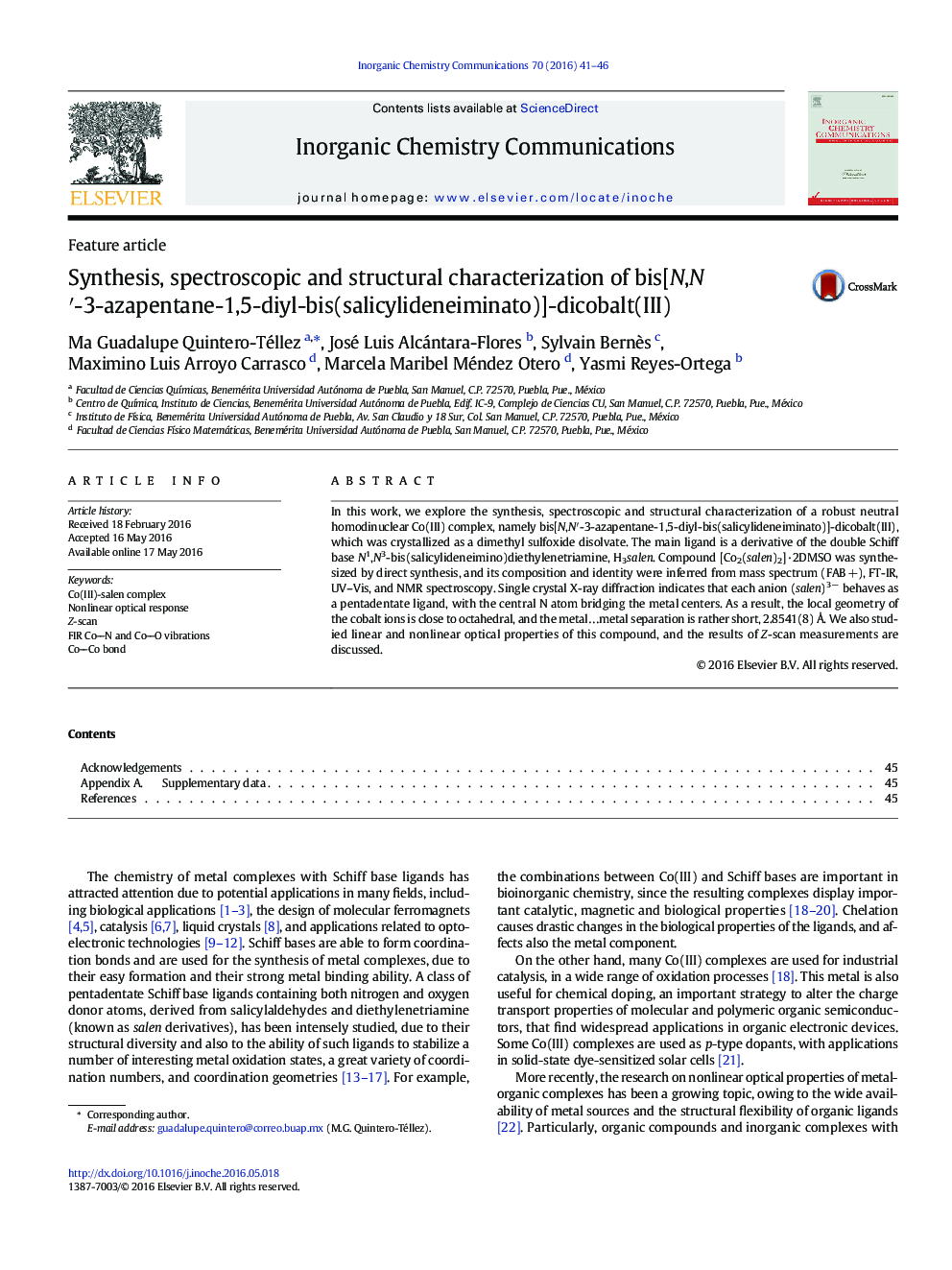 Synthesis, spectroscopic and structural characterization of bis[N,N′-3-azapentane-1,5-diyl-bis(salicylideneiminato)]-dicobalt(III)