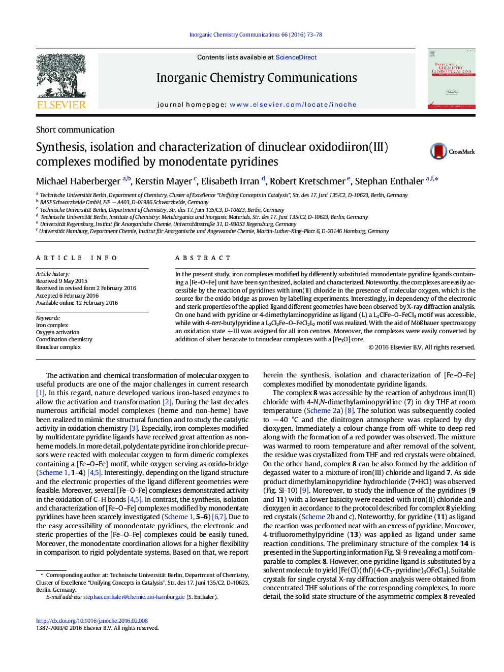 Synthesis, isolation and characterization of dinuclear oxidodiiron(III) complexes modified by monodentate pyridines