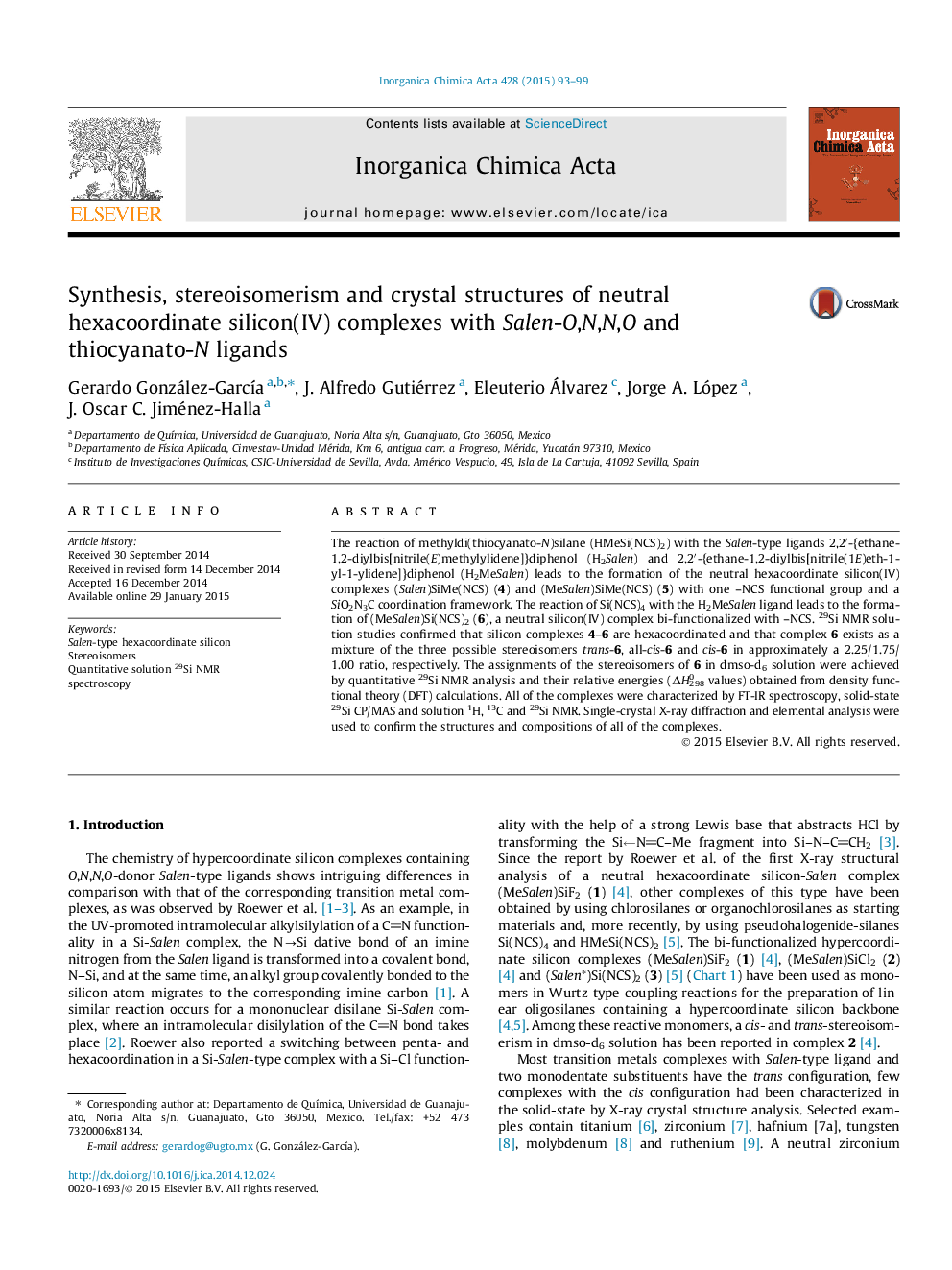 Synthesis, stereoisomerism and crystal structures of neutral hexacoordinate silicon(IV) complexes with Salen-O,N,N,O and thiocyanato-N ligands