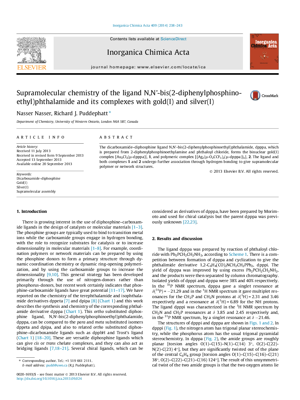 Supramolecular chemistry of the ligand N,N’-bis(2-diphenylphosphinoethyl)phthalamide and its complexes with gold(I) and silver(I)