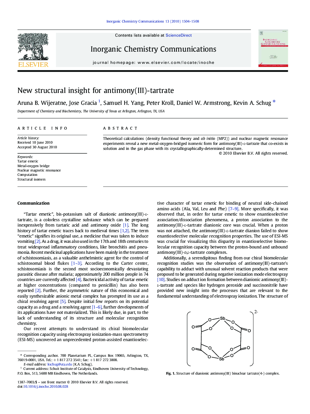 New structural insight for antimony(III)-tartrate