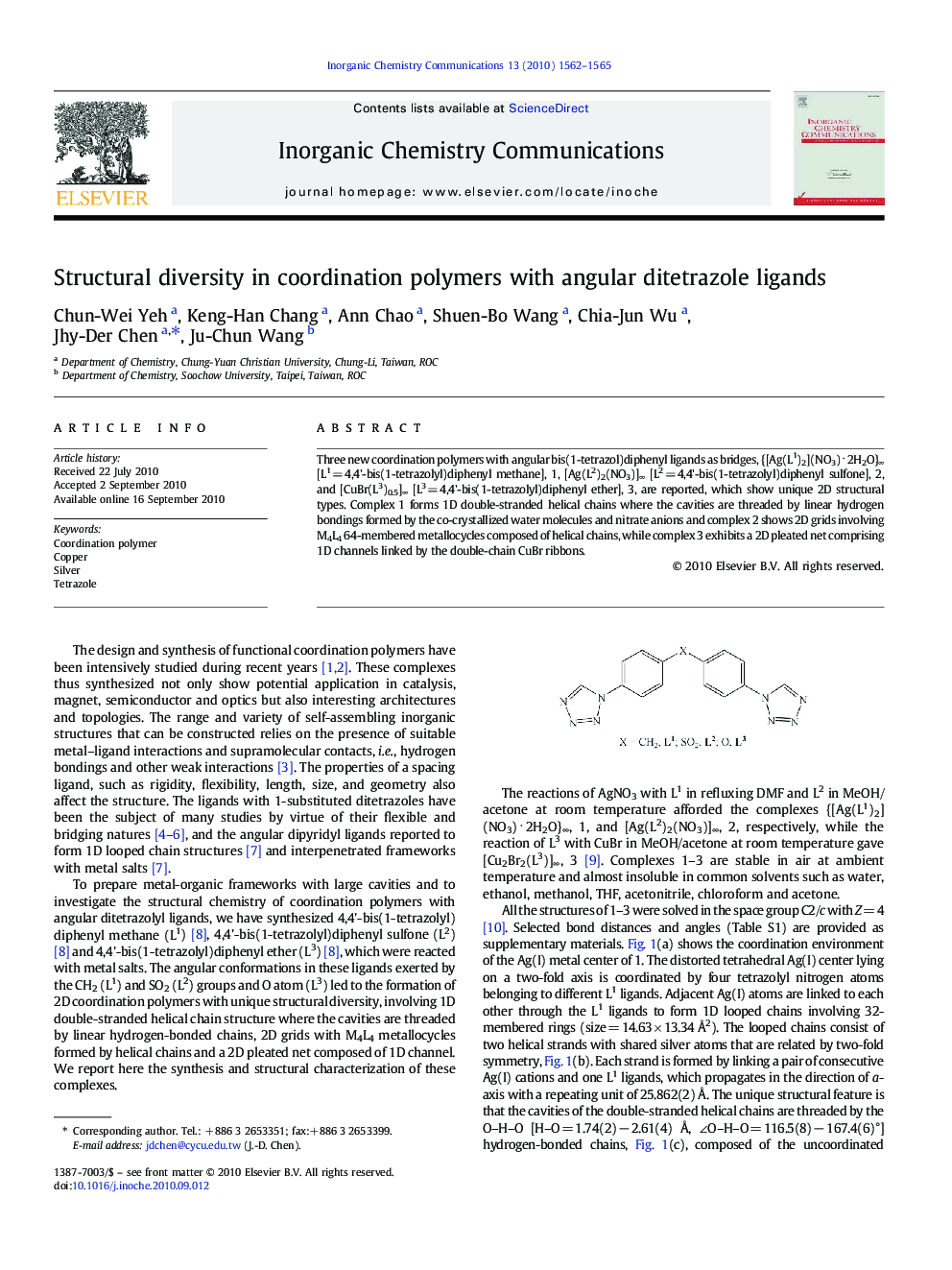 Structural diversity in coordination polymers with angular ditetrazole ligands