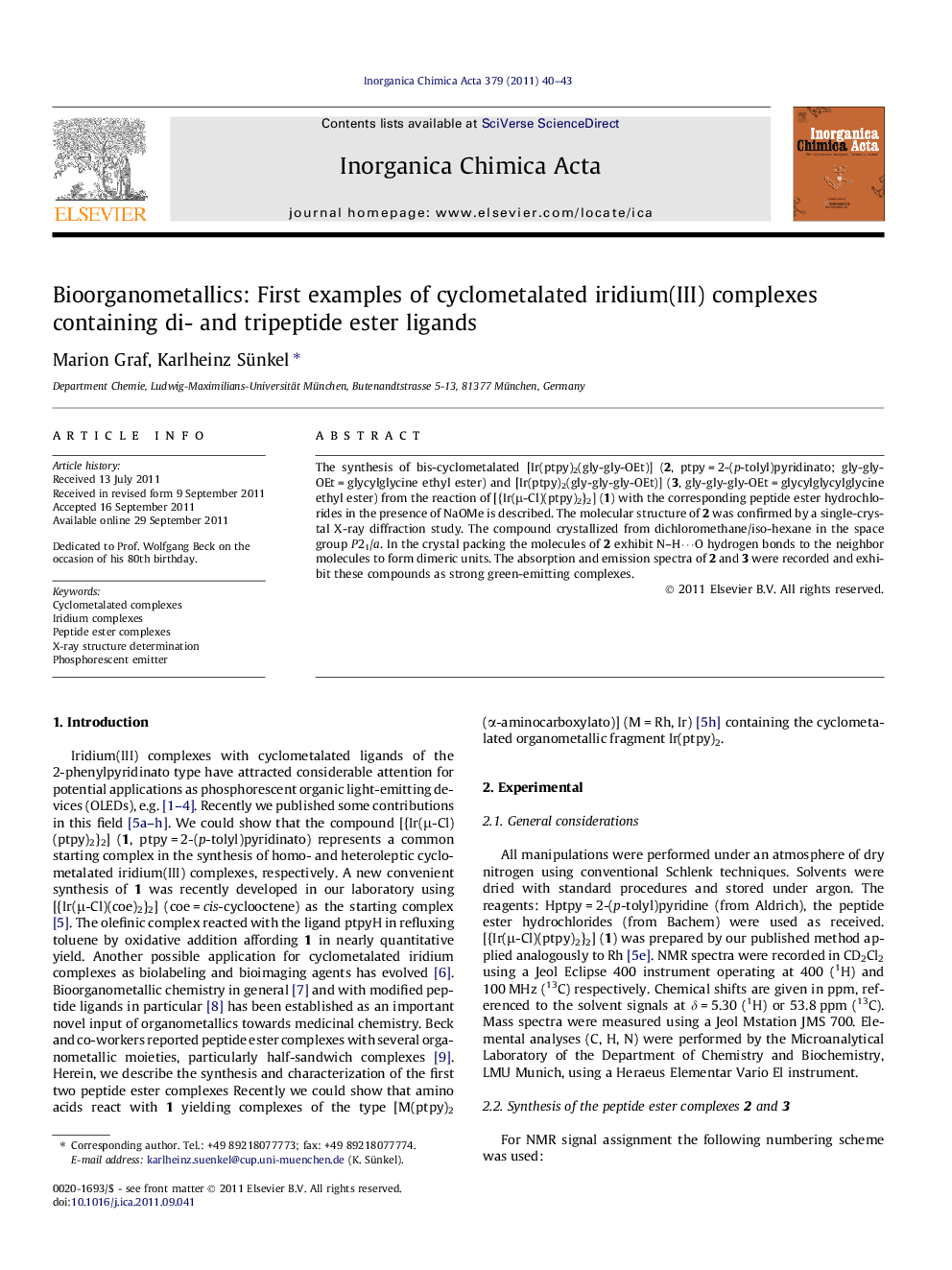 Bioorganometallics: First examples of cyclometalated iridium(III) complexes containing di- and tripeptide ester ligands