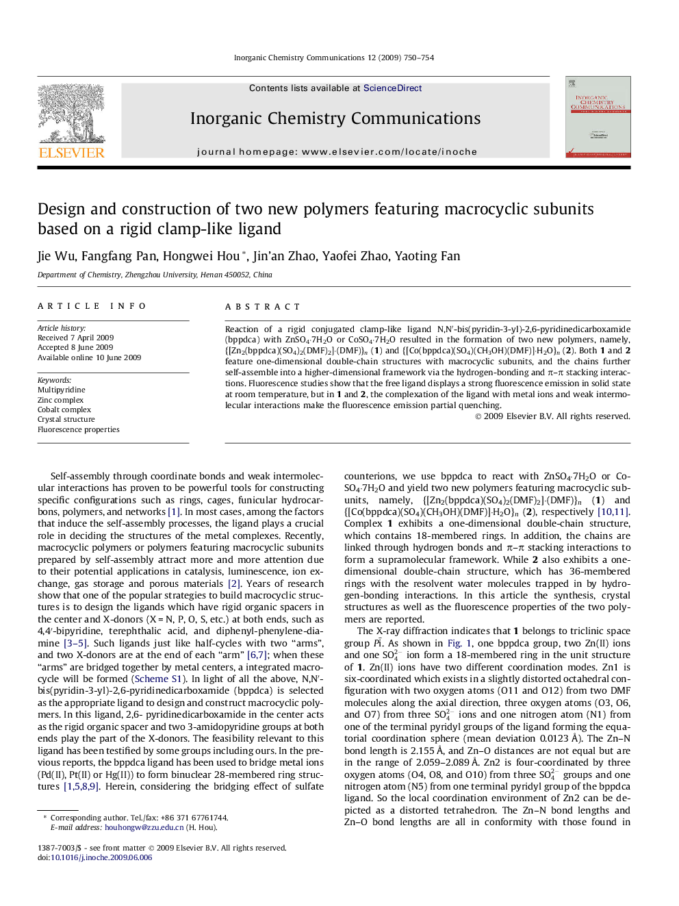 Design and construction of two new polymers featuring macrocyclic subunits based on a rigid clamp-like ligand