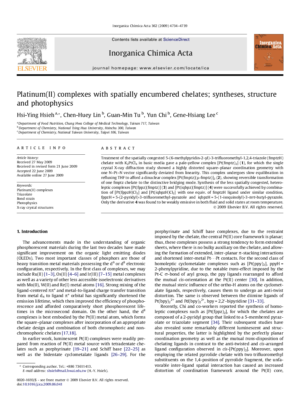 Platinum(II) complexes with spatially encumbered chelates; syntheses, structure and photophysics