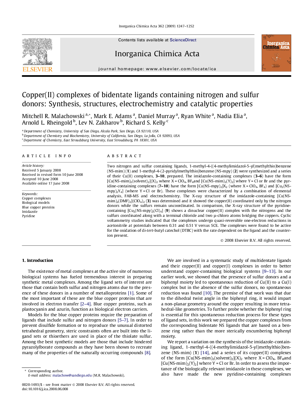 Copper(II) complexes of bidentate ligands containing nitrogen and sulfur donors: Synthesis, structures, electrochemistry and catalytic properties