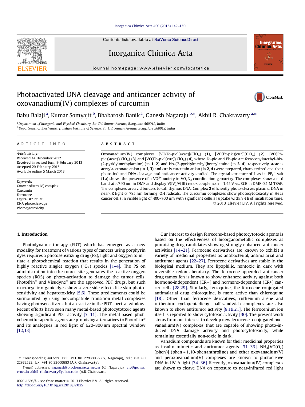 Photoactivated DNA cleavage and anticancer activity of oxovanadium(IV) complexes of curcumin