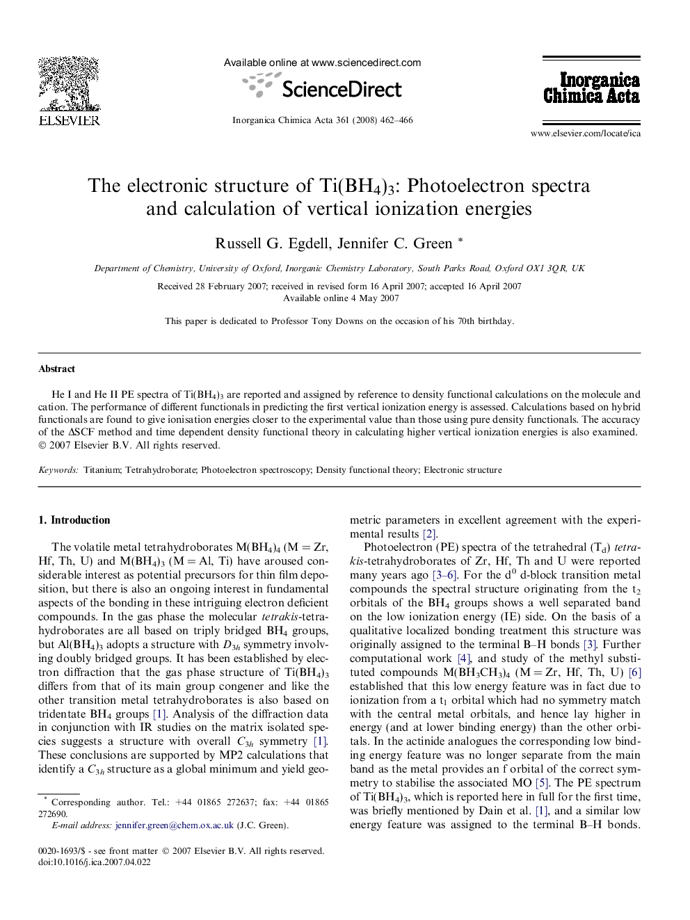 The electronic structure of Ti(BH4)3: Photoelectron spectra and calculation of vertical ionization energies