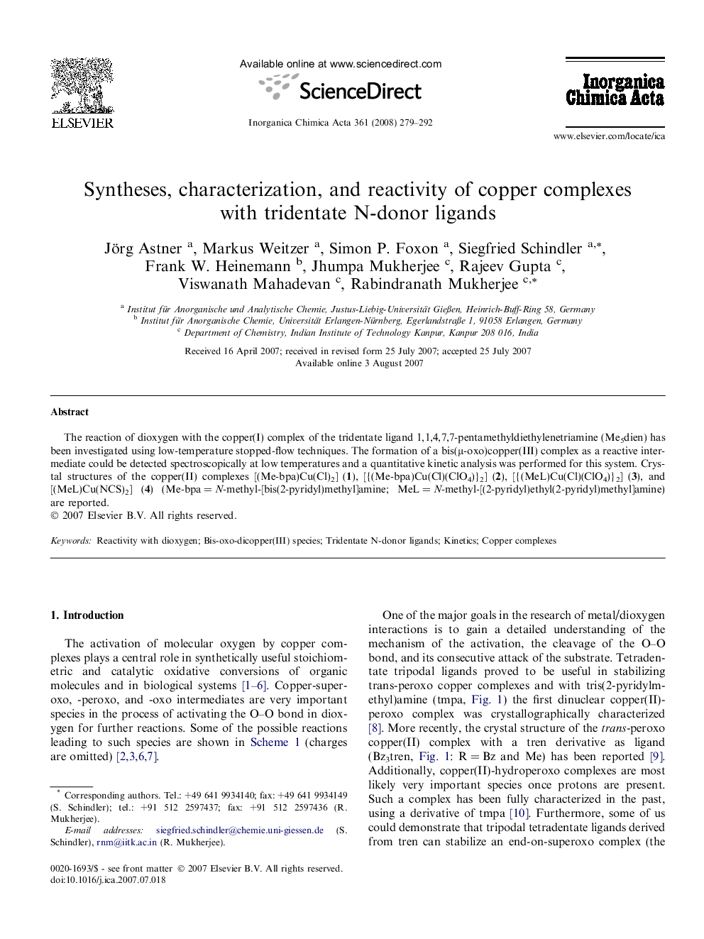 Syntheses, characterization, and reactivity of copper complexes with tridentate N-donor ligands