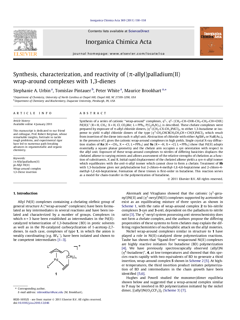 Synthesis, characterization, and reactivity of (π-allyl)palladium(II) wrap-around complexes with 1,3-dienes