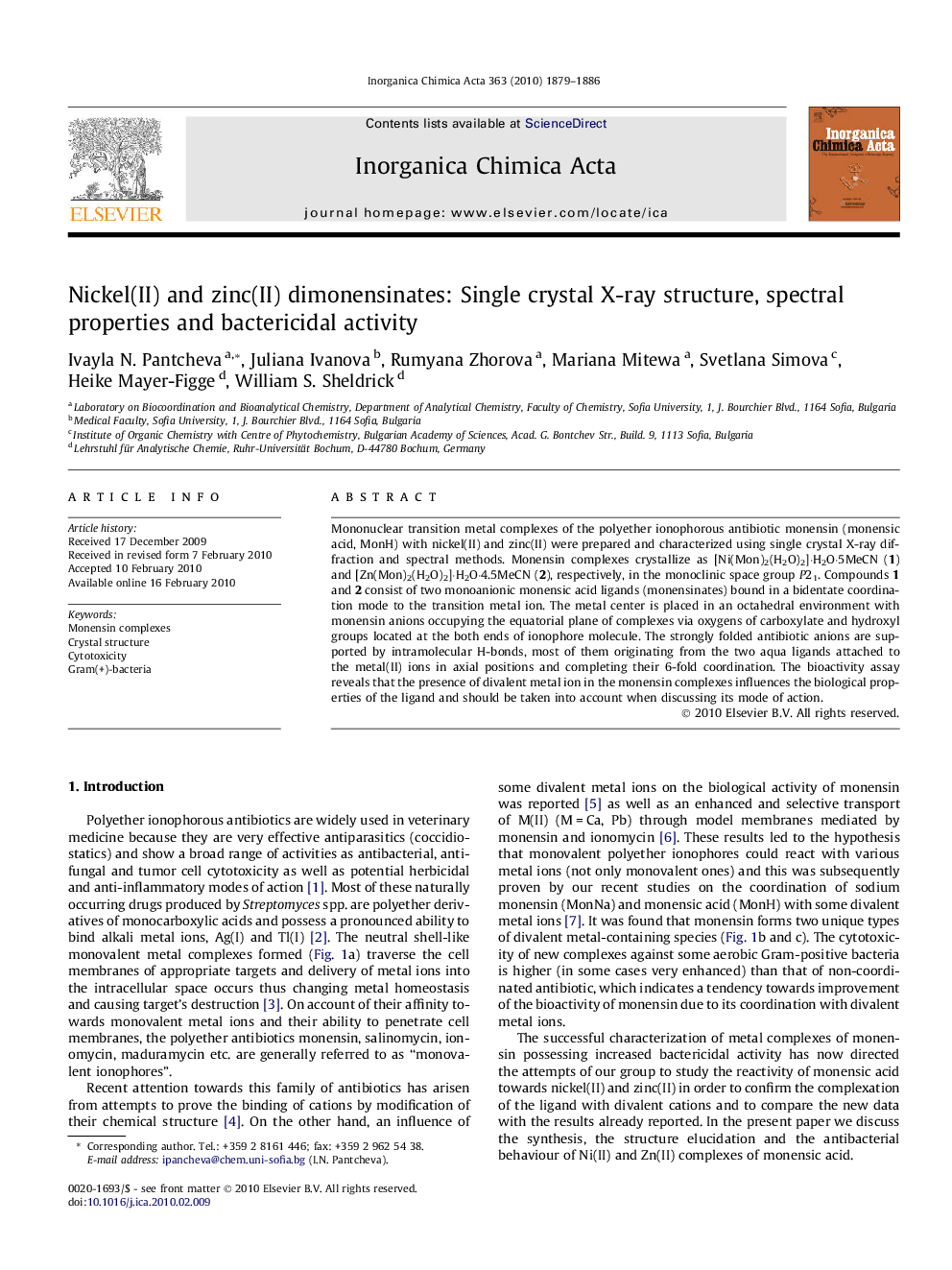 Nickel(II) and zinc(II) dimonensinates: Single crystal X-ray structure, spectral properties and bactericidal activity