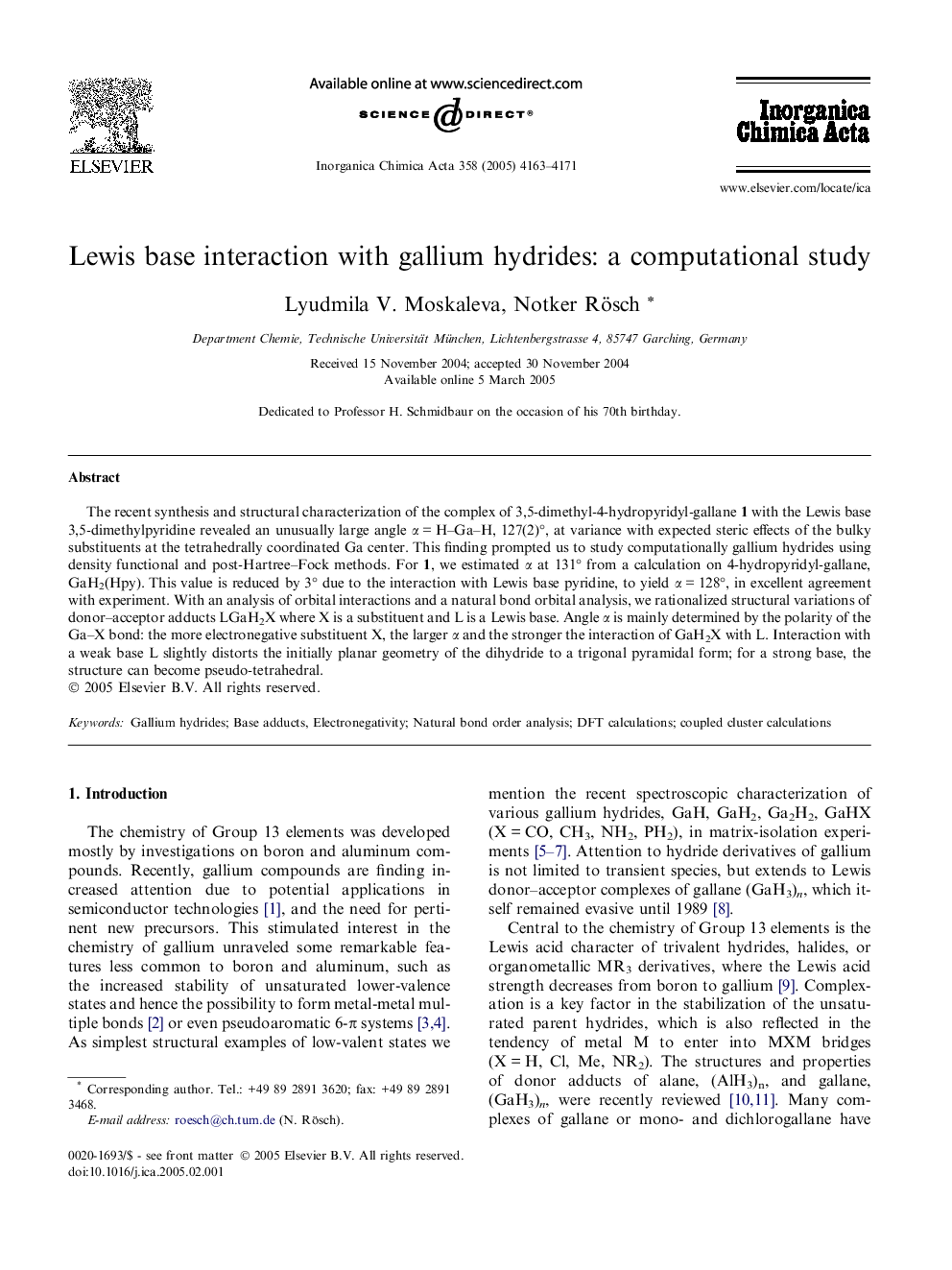 Lewis base interaction with gallium hydrides: a computational study