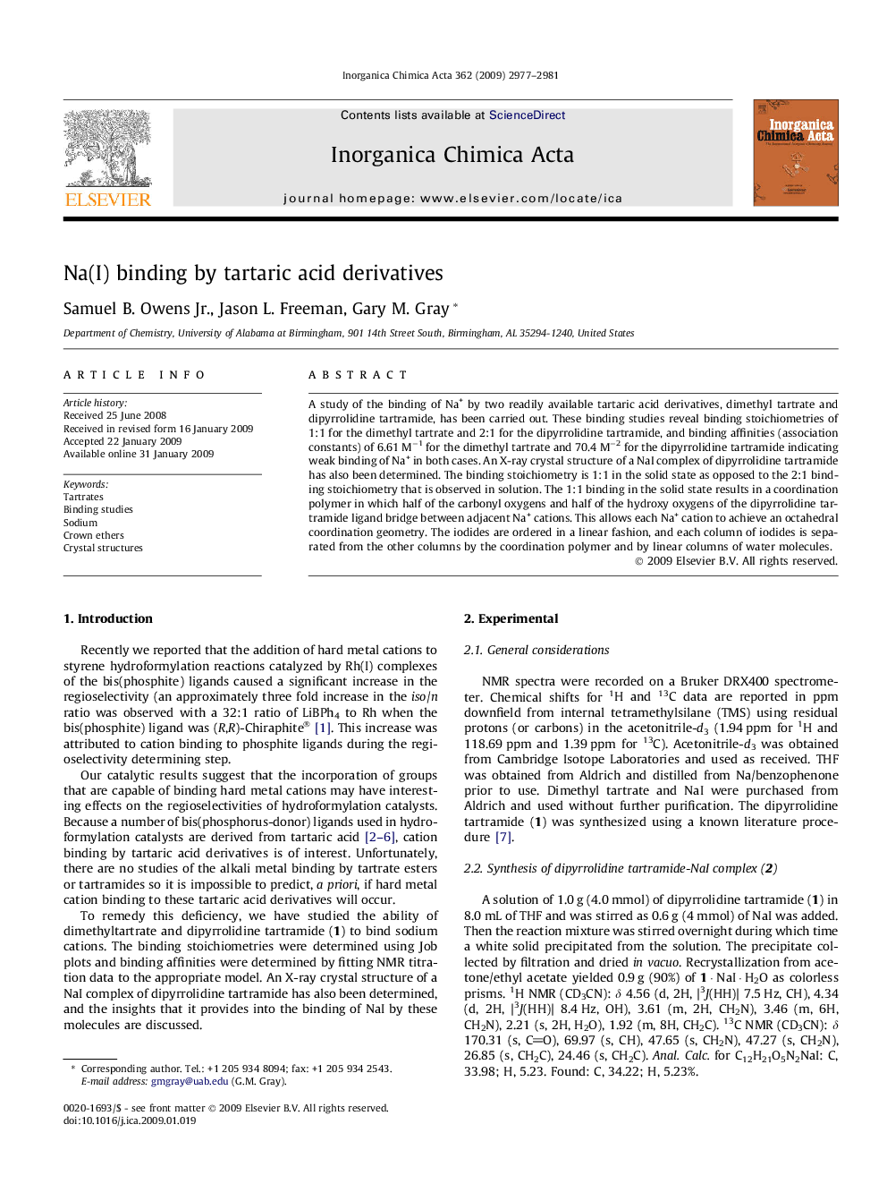 Na(I) binding by tartaric acid derivatives