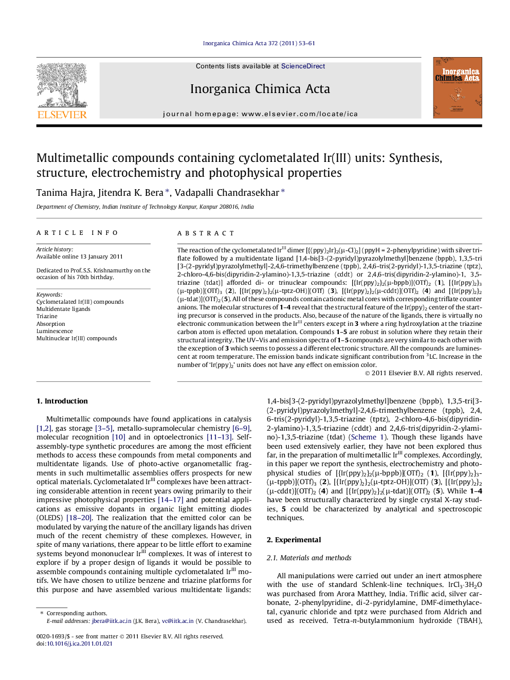 Multimetallic compounds containing cyclometalated Ir(III) units: Synthesis, structure, electrochemistry and photophysical properties