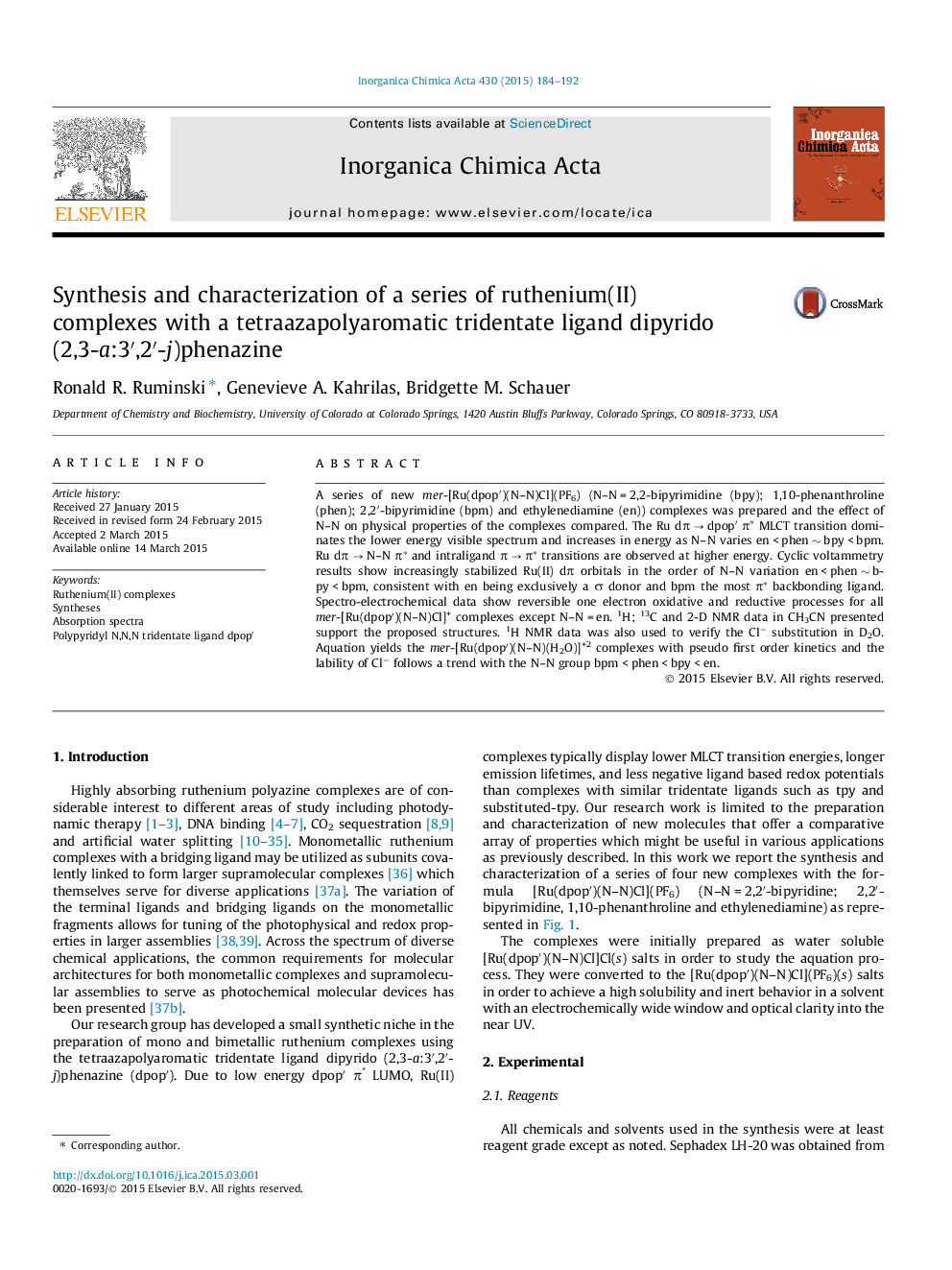 Synthesis and characterization of a series of ruthenium(II) complexes with a tetraazapolyaromatic tridentate ligand dipyrido (2,3-a:3′,2′-j)phenazine