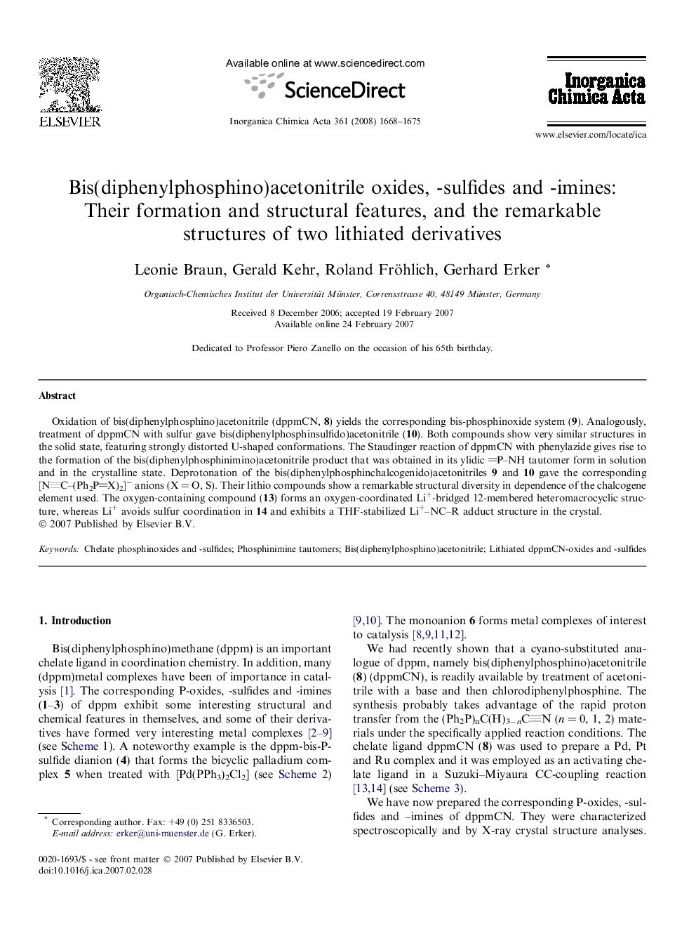 Bis(diphenylphosphino)acetonitrile oxides, -sulfides and -imines: Their formation and structural features, and the remarkable structures of two lithiated derivatives