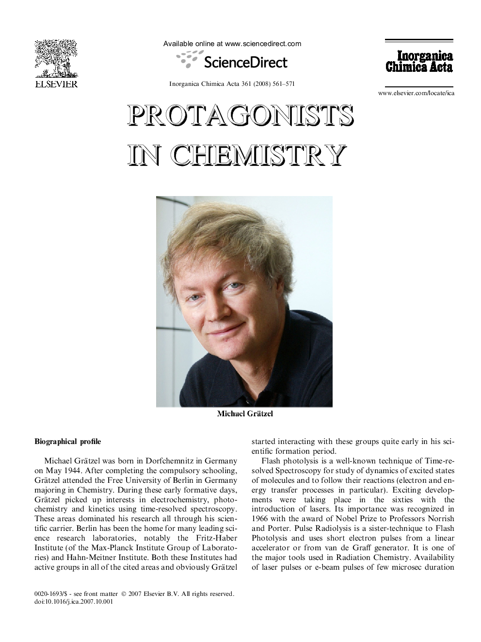 عکس صفحه اول مقاله: Protogonists in Chemistry Protogonists in Chemistry